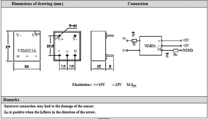 ±25mAの出力PCBの台紙のホール効果素子電圧センサーVSM025Aの高精度